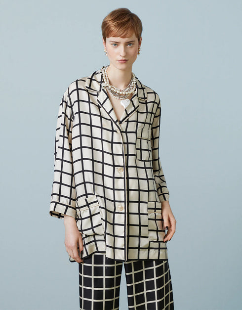 Designer Readymade Co-Ord Sets 3 Pockets With Lace Finished Borders Pastel Grey Premium Volvo Silk Pant Suit Close-up View