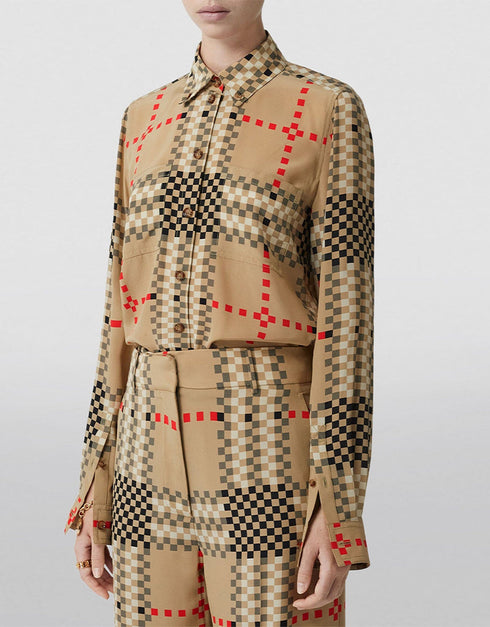 Designer Party Wear Readymade Co-Ords Set Light Brown Korean Bsy Pant Shirt Close-up View