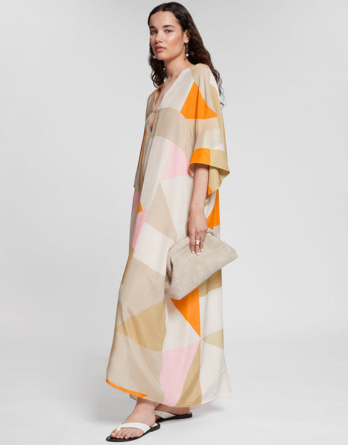 Cream Soft Silk Crepe Maxi Dress