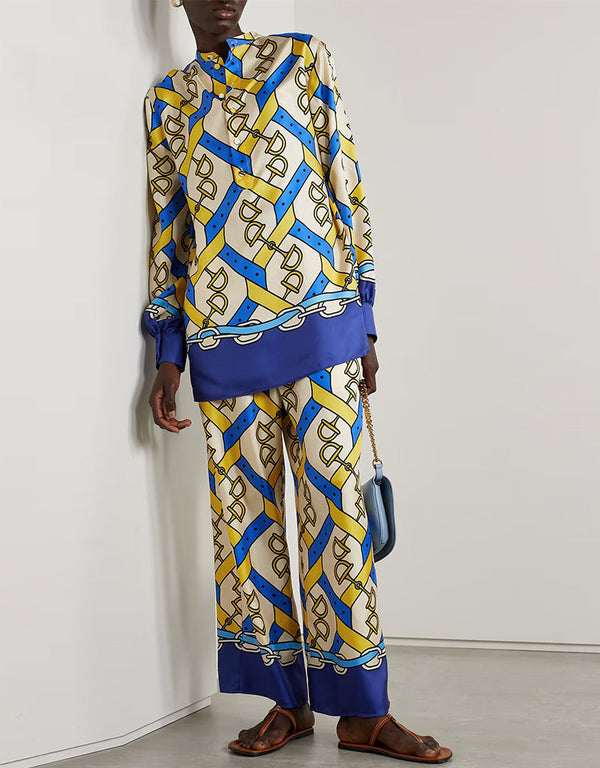 Designer Readymade Co-Ord Sets With Belt And Pockets Pale Silver Soft Satin Silk Pant Suit Front View