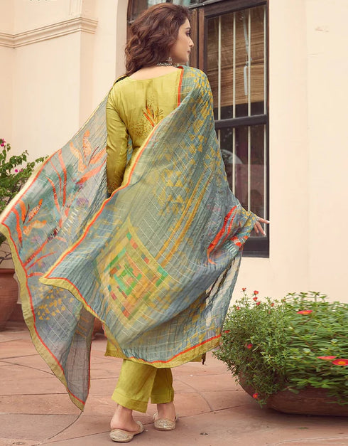 Mustard Pant style Suit Pure Viscose Silk