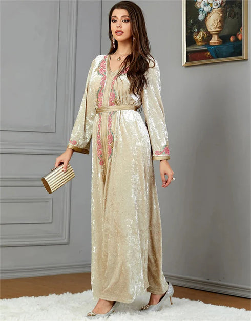 Timeless Allure: Embroidered Velvet Dress for Effortless Elegance