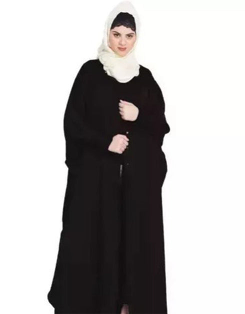 Trendy Front open and cuff with self button butterfly Kaftan In The Shade of Black