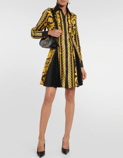 Designer Party Wear Readymade One Piece Gold Fluid Crepe Silk Suit Front View