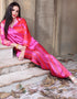 Designer Party Wear Readymade Co-Ords Set Florosant Pink Satin Silk Pant Shirt Close-up View