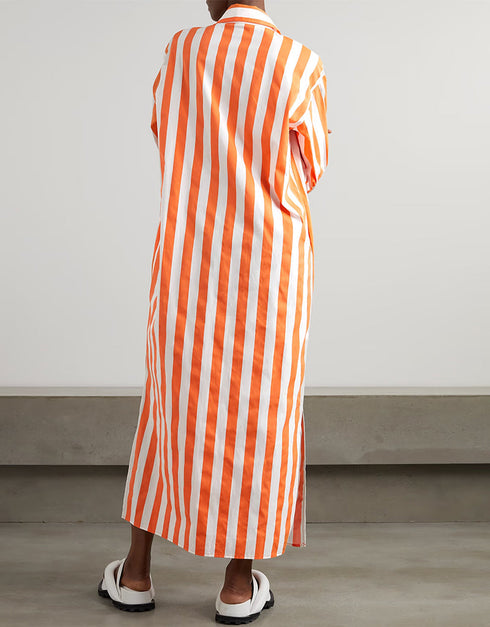 Designer Party Wear Maxi Dress Orange Rayon Blend Maxi Dress Close-up View