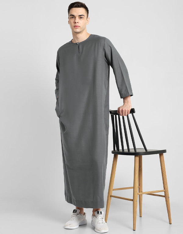 Grey Thobes Cotton Blend Plain Solid Work