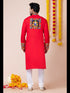 Red Kurta Heavy Rayon Churidar Closure View