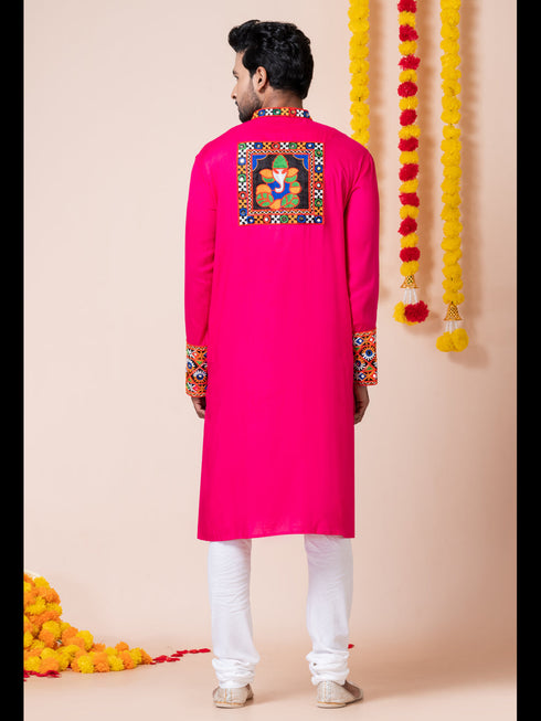 Pink Kurta Heavy Rayon Churidar Closure View