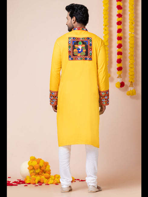 Yellow Kurta Heavy Rayon Churidar Closure View