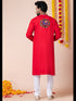 Red Kurta Heavy Rayon Churidar Closure View
