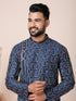Navy Blue Kurta Cotton Mix. Churidar Closure View
