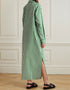 Designer Party Wear Maxi Dress Green Rayon Blend Maxi Dress Back View