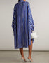 Blue Heavy Organza Silk Maxi Dress Back View