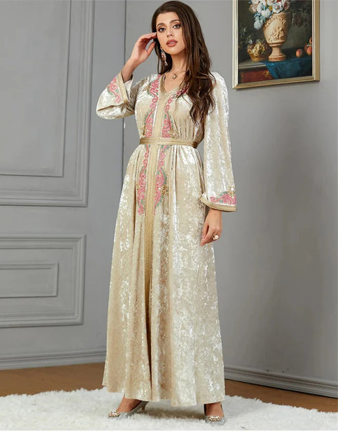 Timeless Allure: Embroidered Velvet Dress for Effortless Elegance