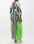 Designer Party Wear Belt Style Kaftan Maxi Dress Green Silk Crepe Maxi Dress Back View