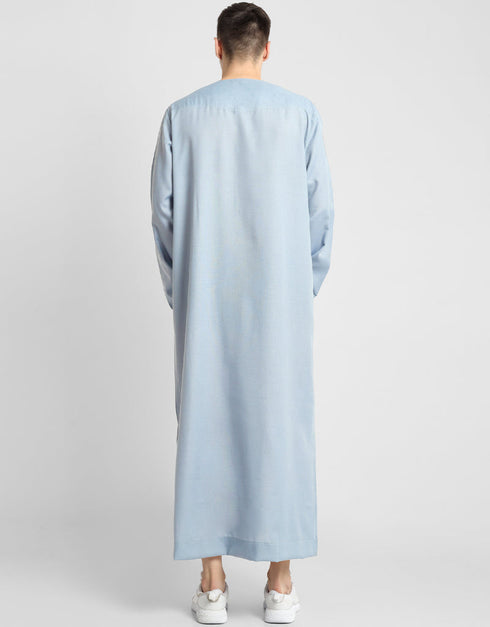 Blue Thobes Cotton Blend Plain Solid Work Closure View