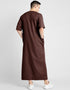 Brown Thobes Cotton Blend Plain Solid Work Closure View
