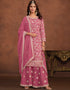 stylish tulip pink faux georgette designer party wear salwar suit with tulip pink faux georgette df-174-7401 Front View