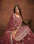 elegant sanguine brown faux georgette designer party wear salwar suit with sanguine brown faux georgette df-174-7404 Back View