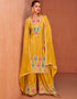 trendy fuel yellow real chinon designer traditional wedding wear salwar suit with fuel yellow real chinon ie-7432 Front View