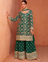 elegant sherwood green real chinon designer traditional wedding wear salwar suit with sherwood green real chinon ie-7433 Front View