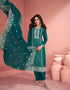 trendy deep teal premium silk heavy designer wedding wear salwar suit with deep teal premium silk ie-9817 Close-up View