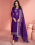 elegant grape purple premium silk heavy designer wedding wear salwar suit with grape purple premium silk ie-9818 Front View
