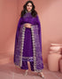 elegant grape purple premium silk heavy designer wedding wear salwar suit with grape purple premium silk ie-9818 Close-up View