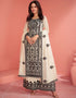 chic white premium silk designer party wear salwar suit with white premium silk ie-9904 Front View
