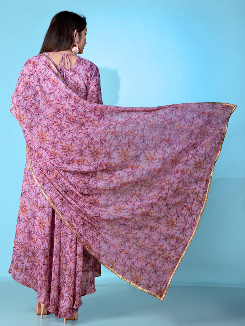 Purple Georgette Anarkali Dress Acy1051 Closure View