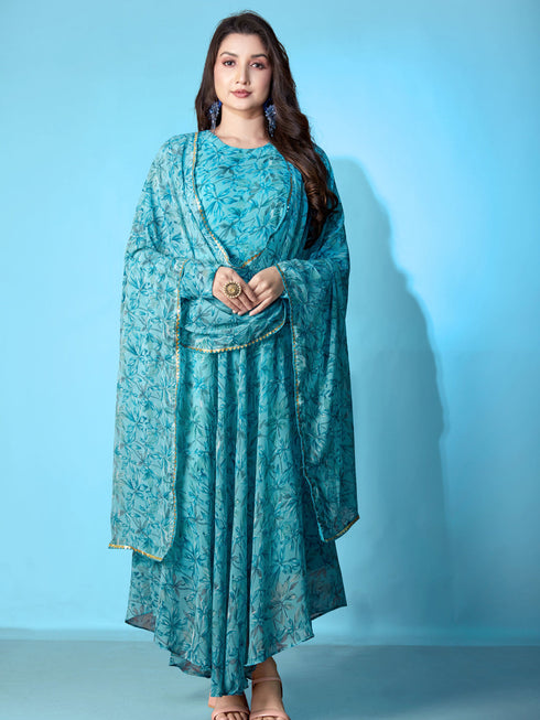 Blue Georgette Anarkali Dress Acy1052