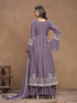 Purple Faux Georgette Sharara Suit Acy1112 Closure View