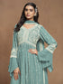 Sky Blue Faux Georgette Sharara Suit Acy1113 Back View