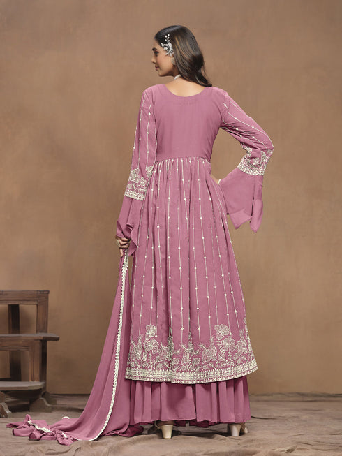Pink Faux Georgette Sharara Suit Acy1114 Closure View