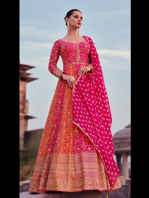 Pink Georgette Anarkali Dress Acy1191