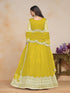 Lime Net Anarkali Dress Acy1232 Closure View