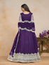 Purple Net Anarkali Dress Acy1233 Closure View
