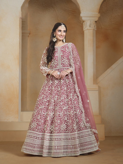 Pink Net Anarkali Dress Acy1841