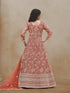 Orange Net Anarkali Dress Acy1844 Closure View