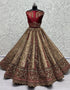 Heavy Designer Wedding Wear Bride Lehenga Choli Maroon Velvet Lehenga Choli Back View