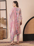 Pink Cotton Pant Suit Acy2978 Closure View