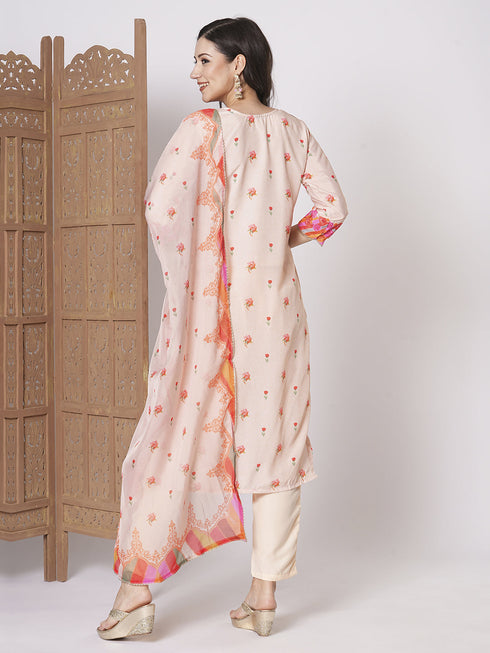 Peach Natural Crepe Pant Suit Acy2979 Closure View