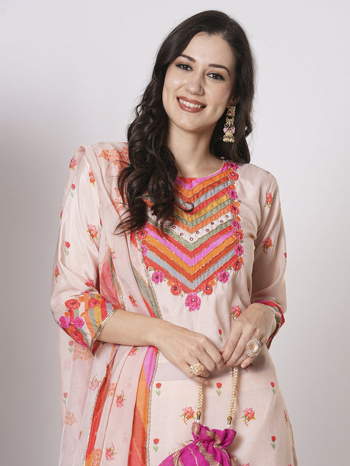 Peach Natural Crepe Pant Suit Acy2979 Back View