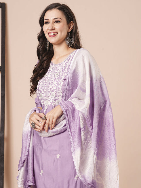 Purple Pv Chanderi Pant Suit Acy2981 Back View