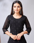 chic black georgette heavy designer wedding wear georgette salwar suit with black georgette 13559-acy3387 Back View