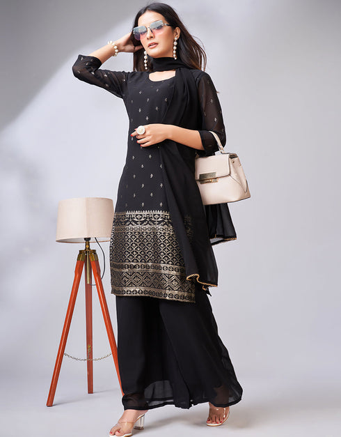 chic black georgette heavy designer wedding wear georgette salwar suit with black georgette 13559-acy3387 Side View