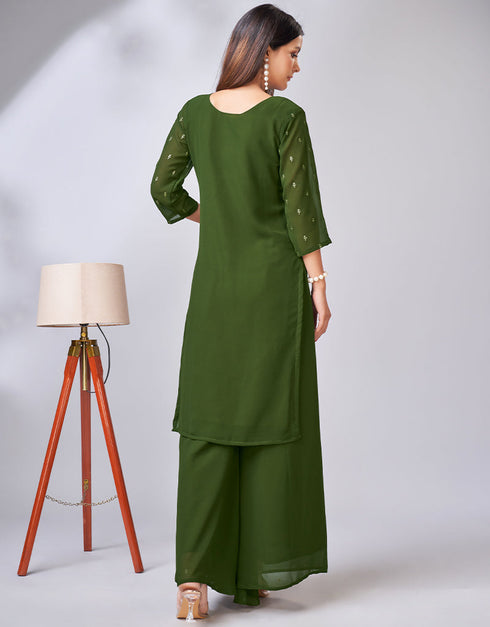 trendy green georgette heavy designer wedding wear georgette salwar suit with green georgette 13559-acy3388 Close-up View