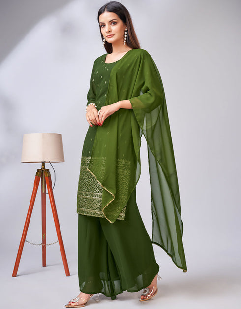 trendy green georgette heavy designer wedding wear georgette salwar suit with green georgette 13559-acy3388 Side View