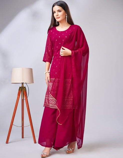 elegant pink georgette heavy designer wedding wear georgette salwar suit with pink georgette 13559-acy3389 Side View